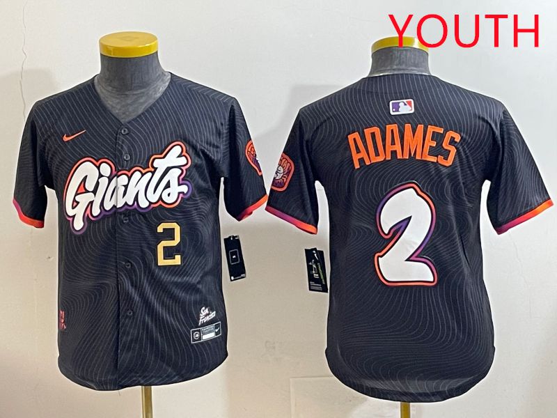 Youth San Francisco Giants #2 Adames Black Joint Name 2025 Nike MLB Jersey style 4